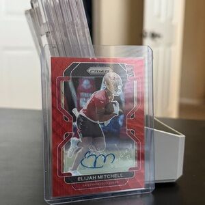 ELIJAH MITCHELL 2021 PANINI PRIZM ROOKIE RED WAVE RC AUTO /149 Q1977